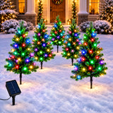 Solar Christmas Pathway Lights, Mini LED Trees, Set of 5 or 10