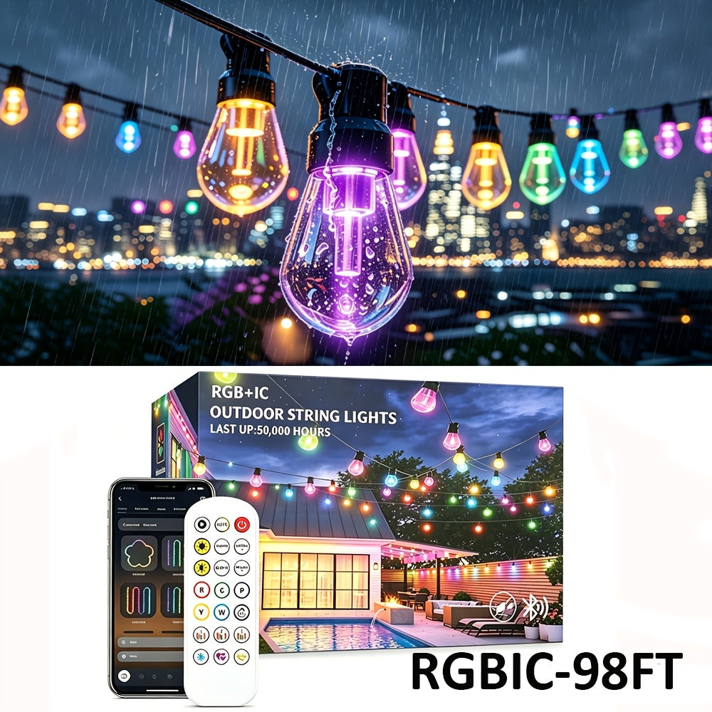 Plug-in outdoor string lights with a US two-pin plug
