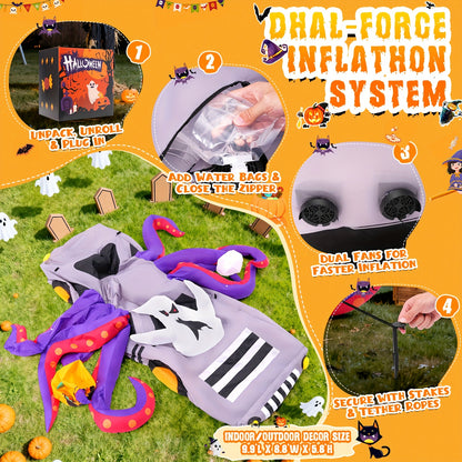 Polyester inflatable Halloween car and octopus decoration with corded power