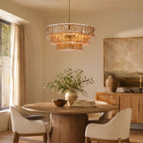 Alvar Modern Chandelier for Dining Room, 3-Tier Glass Chandelier, 6 Lights, Dimmable, 24 Inch