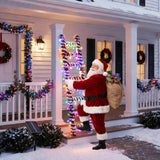 Climbing Santa Ladder, 5 ft Santa Climbing Ladder Decoration, Solar 100 LED Multicolor, Timer