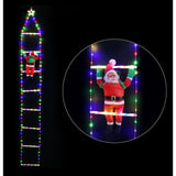 Outdoor Christmas Decorations, LED Ladder Lights with Climbing Santa and Star Topper