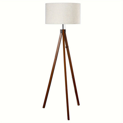 Close-up of linen shade texture and wood tripod joint