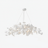 Sorin Modern Gold Chandelier, Ginkgo Leaf LED, Dimmable, White Leaves, Dining Room