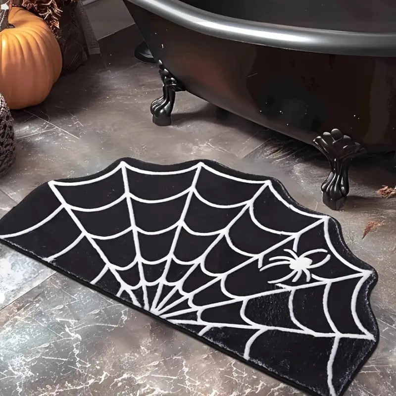 Spiderweb Halloween Rug - Gothic Décor Floor Mat