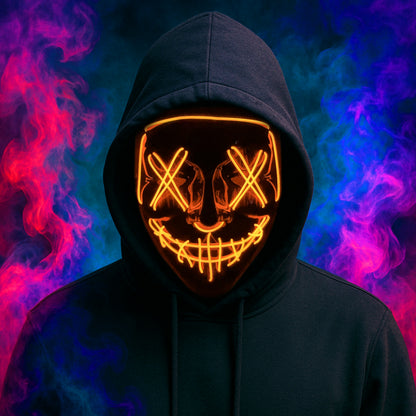 Plastic light-up mask with integrated LED driver