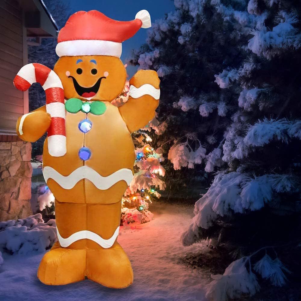 5 ft Christmas inflatable gingerbread man with candy canes