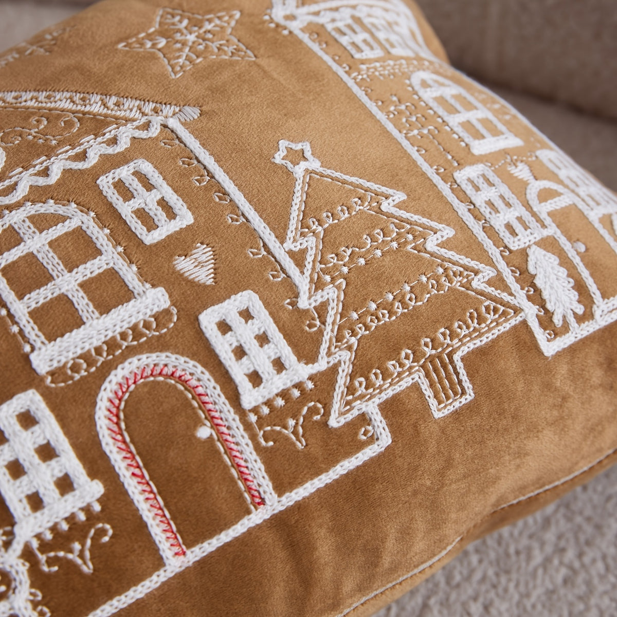 Coffee brown gingerbread pillow cover for a sofa or bed
