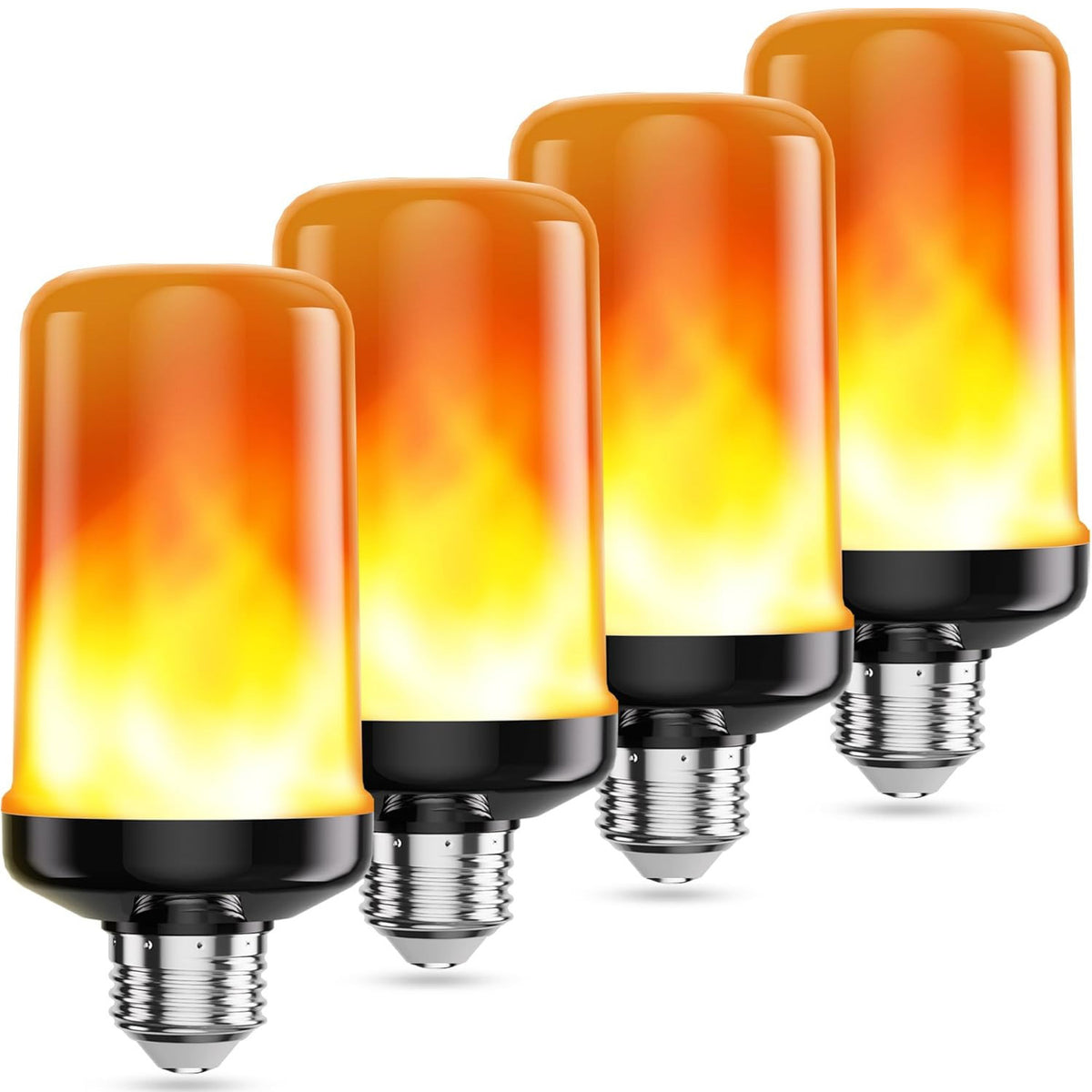 Flame-effect LED bulb glowing with dancing flame motion