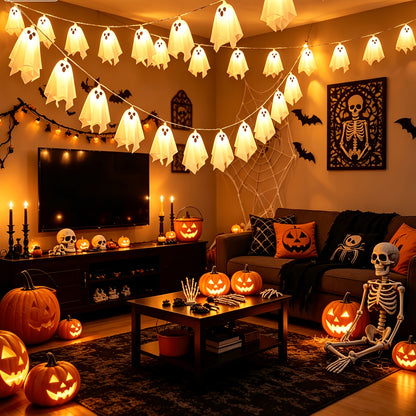 Ghost String Lights, Warm White LED, 59 in or 118 in, Battery Operated