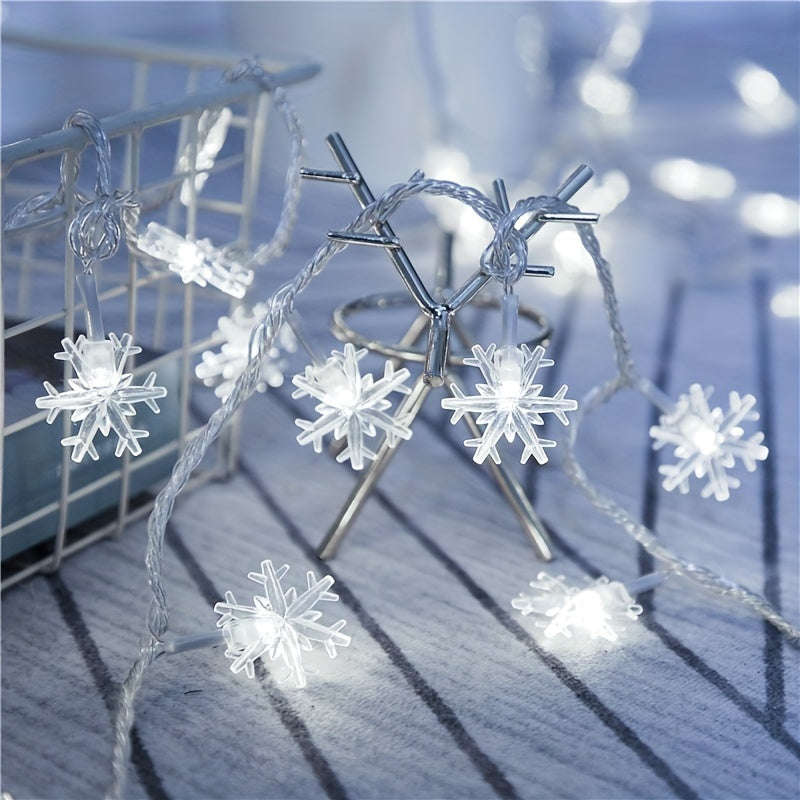 Christmas Snowflake Lights, LED String, 3 Lengths, Battery Powered