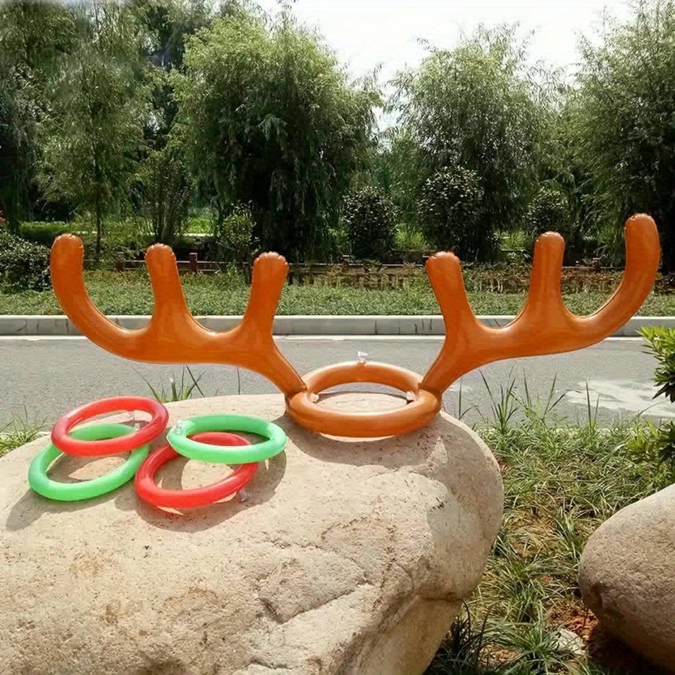 Reindeer Ring Toss Game, Inflatable Antler Christmas Party Game, Ages 3 Plus