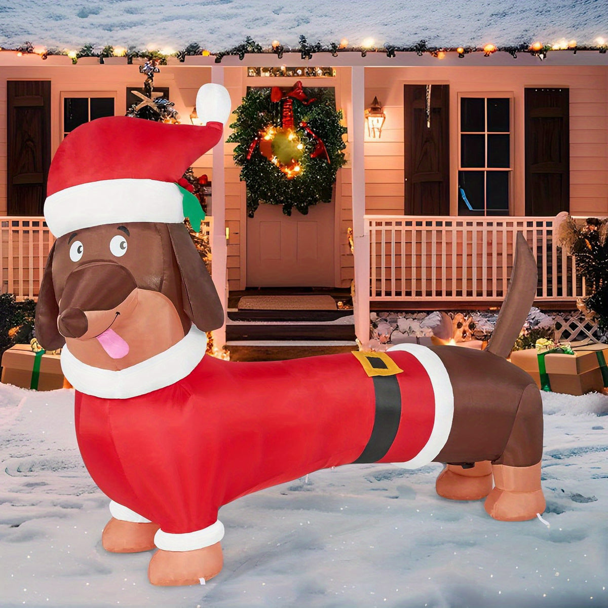5 ft Christmas inflatable dachshund for the yard