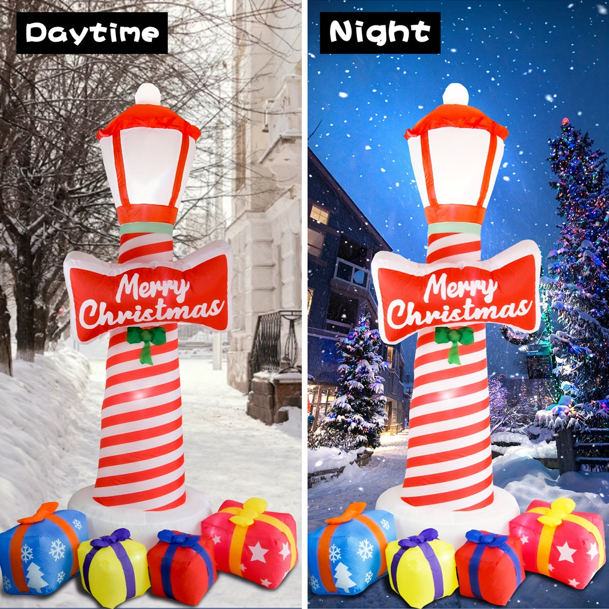 Christmas inflatable lighthouse with gift box design