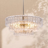 Alvar Modern Chandelier for Dining Room, 3-Tier Glass Chandelier, 6 Lights, Dimmable, 24 Inch