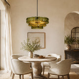 Alvar Modern Chandelier for Dining Room, 3-Tier Glass Chandelier, 6 Lights, Dimmable, 24 Inch