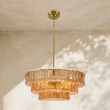 Alvar Modern Chandelier for Dining Room, 3-Tier Glass Chandelier, 6 Lights, Dimmable, 24 Inch