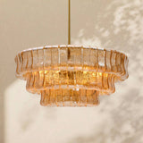 Alvar Modern Chandelier for Dining Room, 3-Tier Glass Chandelier, 6 Lights, Dimmable, 24 Inch