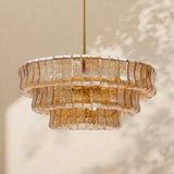 Alvar Modern Chandelier for Dining Room, 3-Tier Glass Chandelier, 6 Lights, Dimmable, 24 Inch