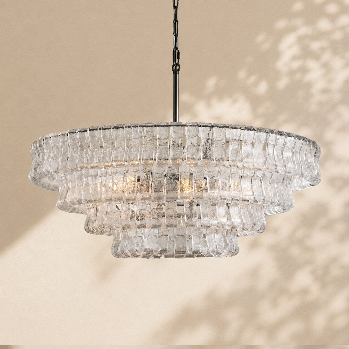Ravello Modern Chandelier for Dining Room, 4-Tier Round Glass, 36 Inch, 6 Lights, Dimmable