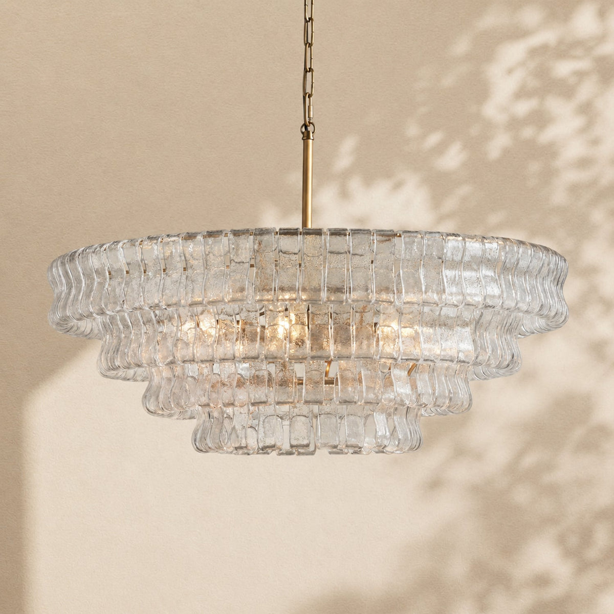 Ravello Modern Chandelier for Dining Room, 4-Tier Round Glass, 36 Inch, 6 Lights, Dimmable