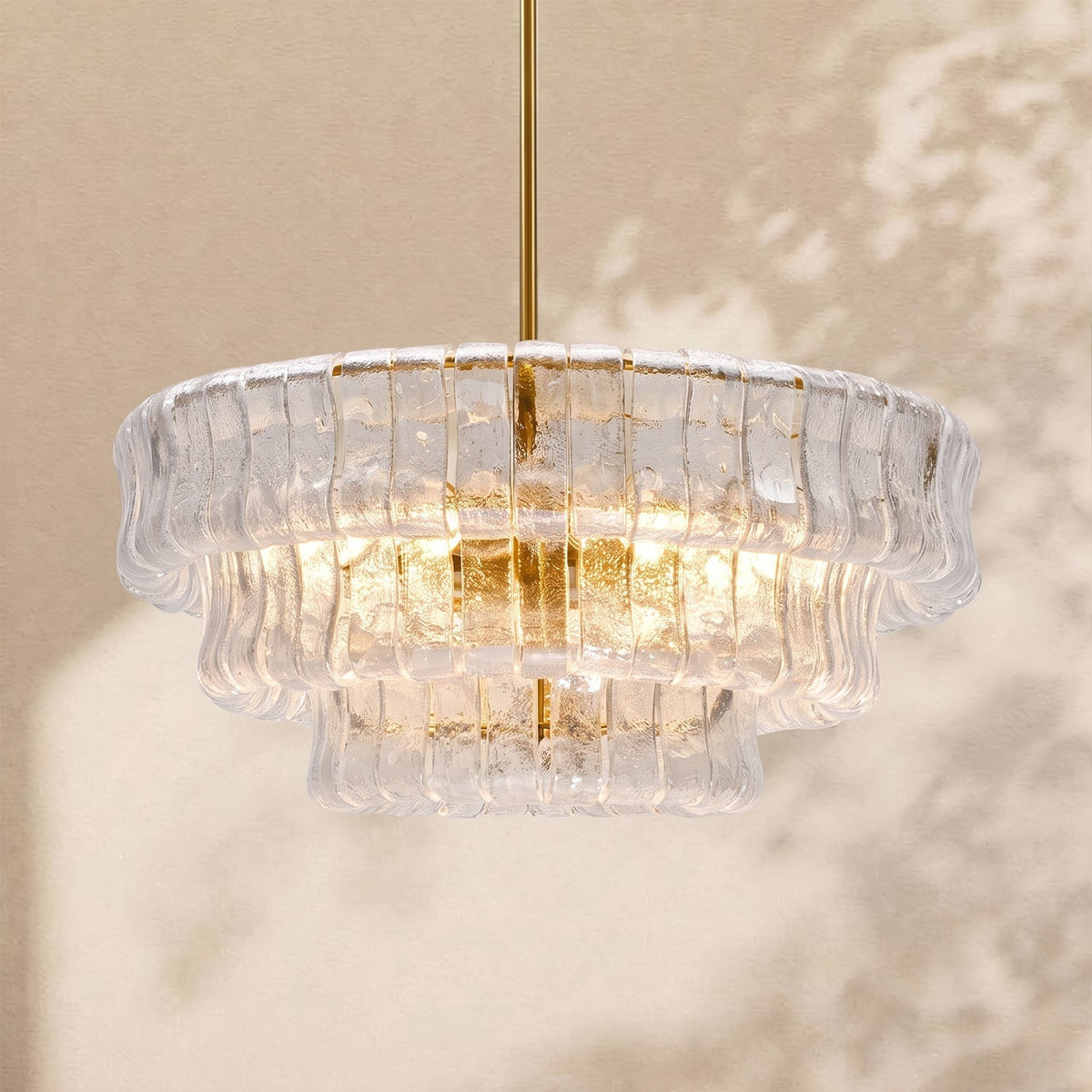 Alvar Modern Chandelier for Dining Room, 3-Tier Glass Chandelier, 6 Lights, Dimmable, 24 Inch