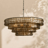 Ravello Modern Chandelier for Dining Room, 4-Tier Round Glass, 36 Inch, 6 Lights, Dimmable
