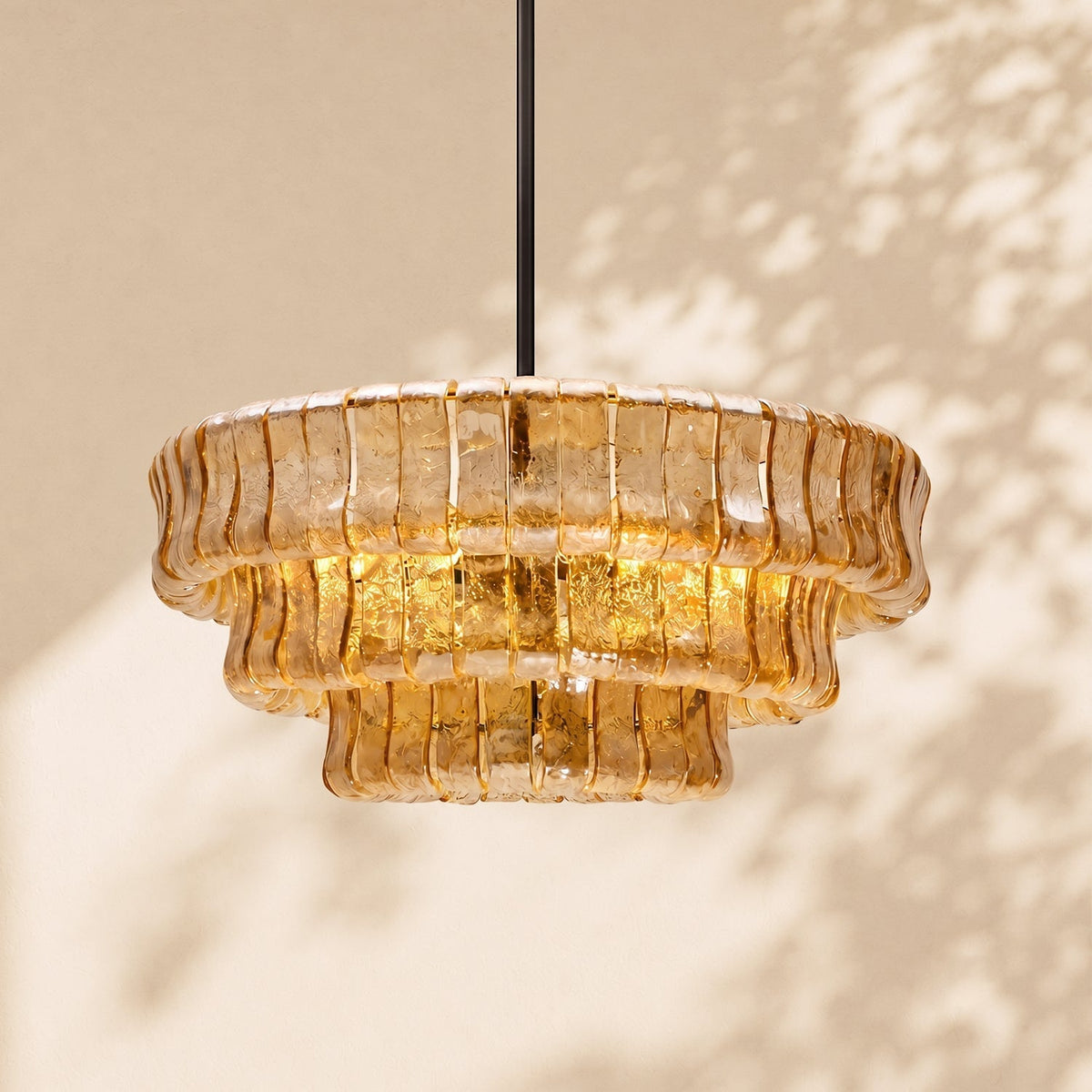 Alvar Modern Chandelier for Dining Room, 3-Tier Glass Chandelier, 6 Lights, Dimmable, 24 Inch