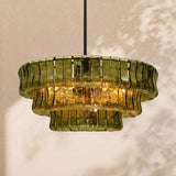 Alvar Modern Chandelier for Dining Room, 3-Tier Glass Chandelier, 6 Lights, Dimmable, 24 Inch