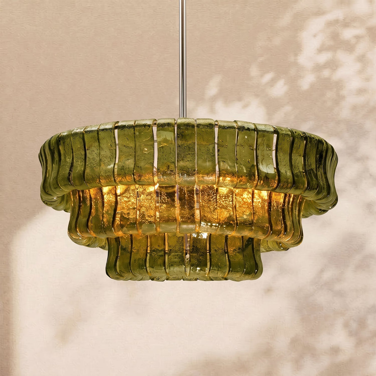 Alvar Modern Chandelier for Dining Room, 3-Tier Glass Chandelier, 6 Lights, Dimmable, 24 Inch