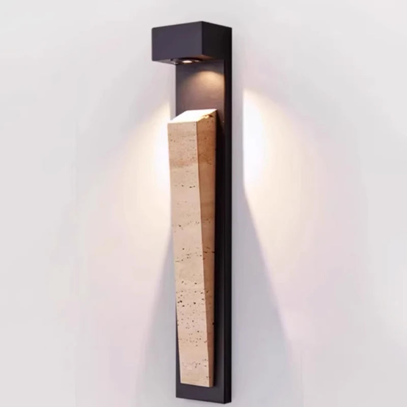 Travertine Outdoor Glass Wall Light, Motion Sensor Sconce, Stainless Steel, Warm LED Gate Light