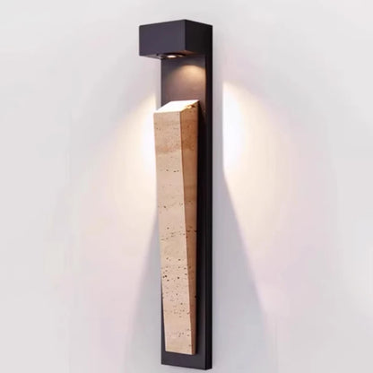 Travertine Outdoor Glass Wall Light, Motion Sensor Sconce, Stainless Steel, Warm LED Gate Light