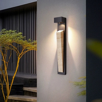 Travertine Outdoor Glass Wall Light, Motion Sensor Sconce, Stainless Steel, Warm LED Gate Light