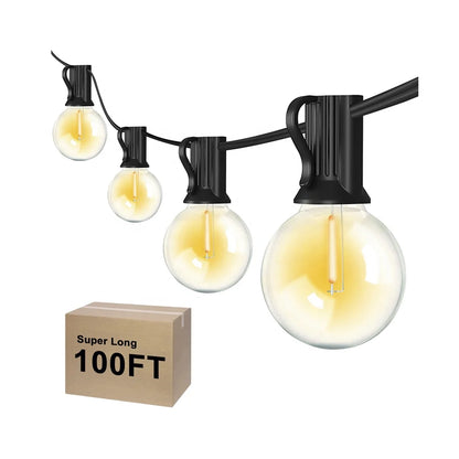 Solar G40 String Lights – 100 Ft Waterproof Outdoor Patio & Garden Lights