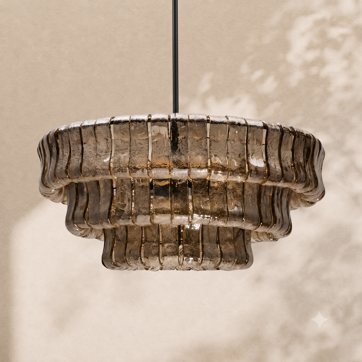 Alvar Modern Chandelier for Dining Room, 3-Tier Glass Chandelier, 6 Lights, Dimmable, 24 Inch