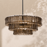 Alvar Modern Chandelier for Dining Room, 3-Tier Glass Chandelier, 6 Lights, Dimmable, 24 Inch