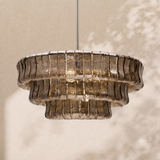 Alvar Modern Chandelier for Dining Room, 3-Tier Glass Chandelier, 6 Lights, Dimmable, 24 Inch