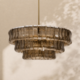 Alvar Modern Chandelier for Dining Room, 3-Tier Glass Chandelier, 6 Lights, Dimmable, 24 Inch