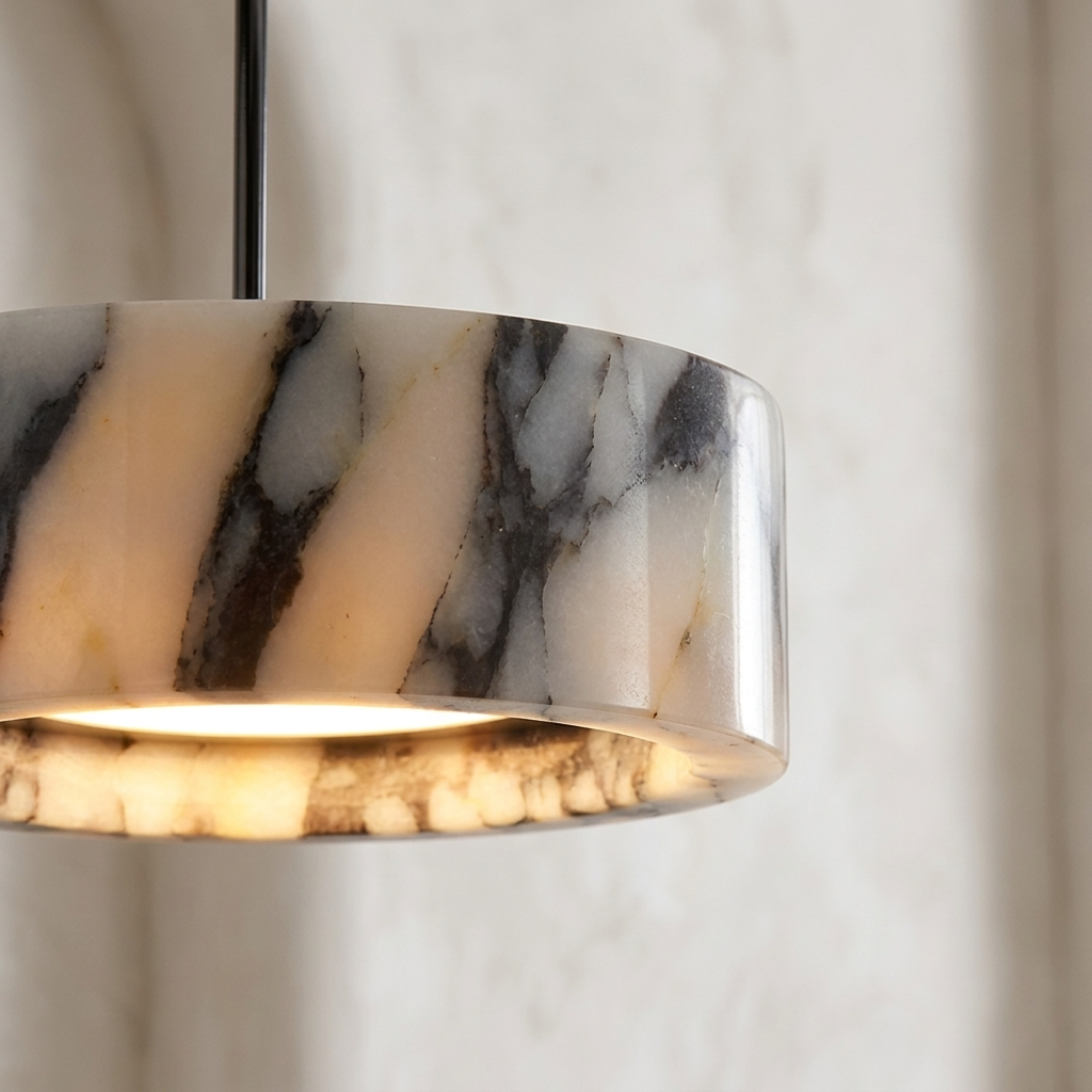 Flush Mount Ceiling Lights, Calla Natural Marble Round Ceiling Light, Soft Diffused Light