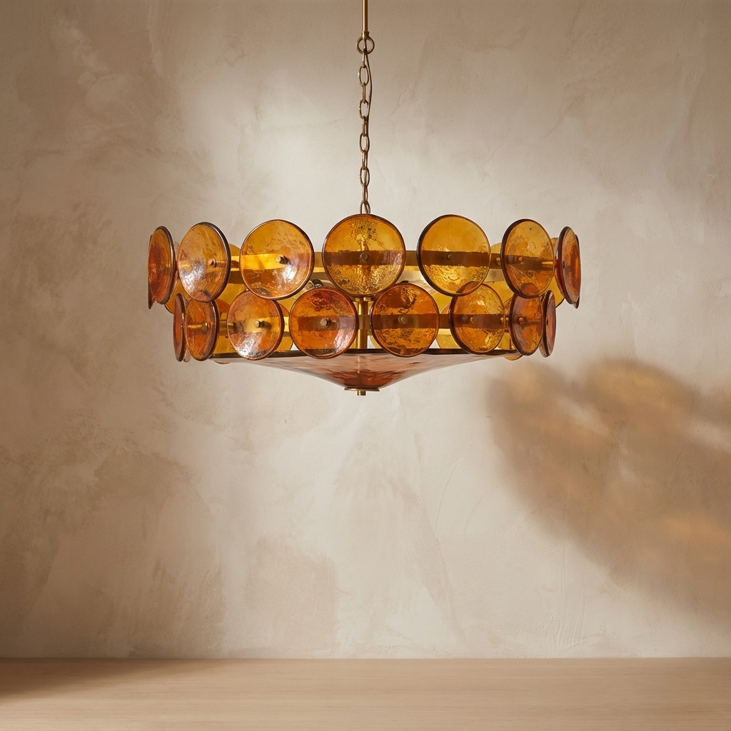 Chandeliers for Dining Room, Valen Green Glass Chandelier, Antique Brass, 23.6 or 31.5 in