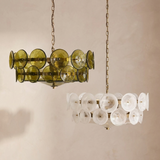 Chandeliers for Dining Room, Valen Green Glass Chandelier, Antique Brass, 23.6 or 31.5 in