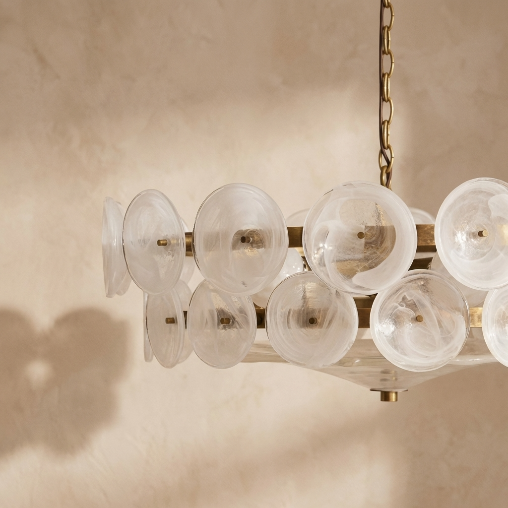 Aube Chandeliers for Dining Room, Milk White Glass Chandelier, Hand-Finished Shades