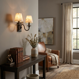Tavira Wall Sconces, Alabaster Double Arm Sconce Wall Light, Swan Arm, Brass, Nickel or Black