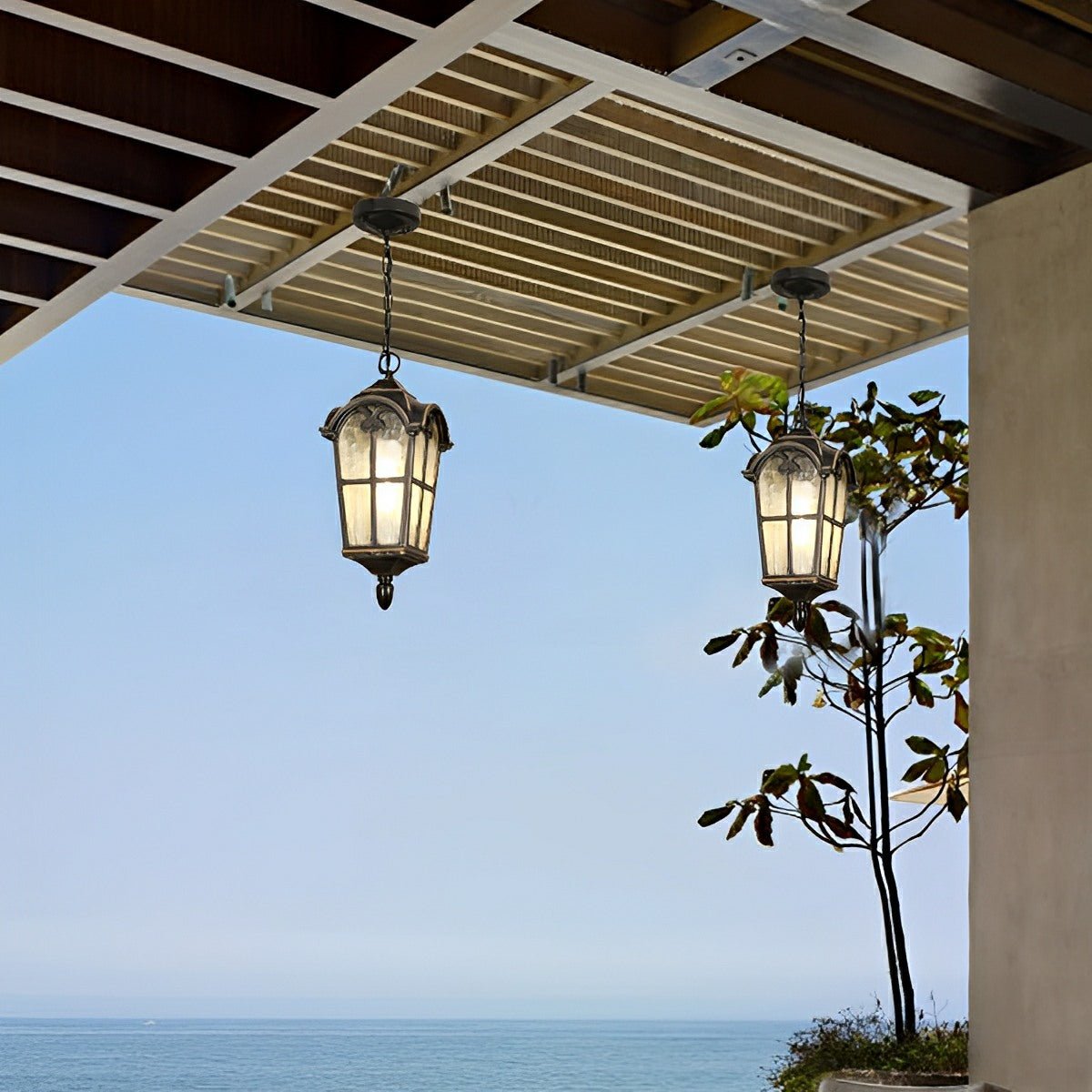 Julian Outdoor Lantern Pendant Light, Rustic Roman Design, Waterproof