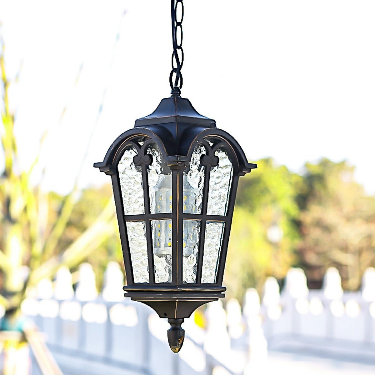 Julian Outdoor Lantern Pendant Light, Rustic Roman Design, Waterproof