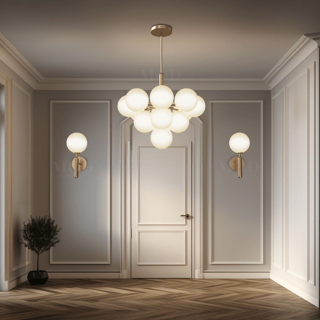 Solenne Pendant, 13 Lights, full cluster view