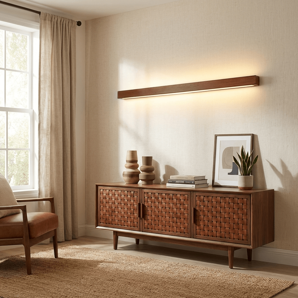 Soren Wood Wall Sconce Light, Linear Wood Wall Light, 3000K LED, Wall or Ceiling Mount