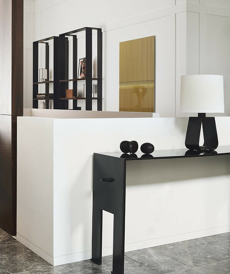 Soren Modern Table Lamp, Bedside Lamp for Bedroom, White Drum Shade, Black Metal Base