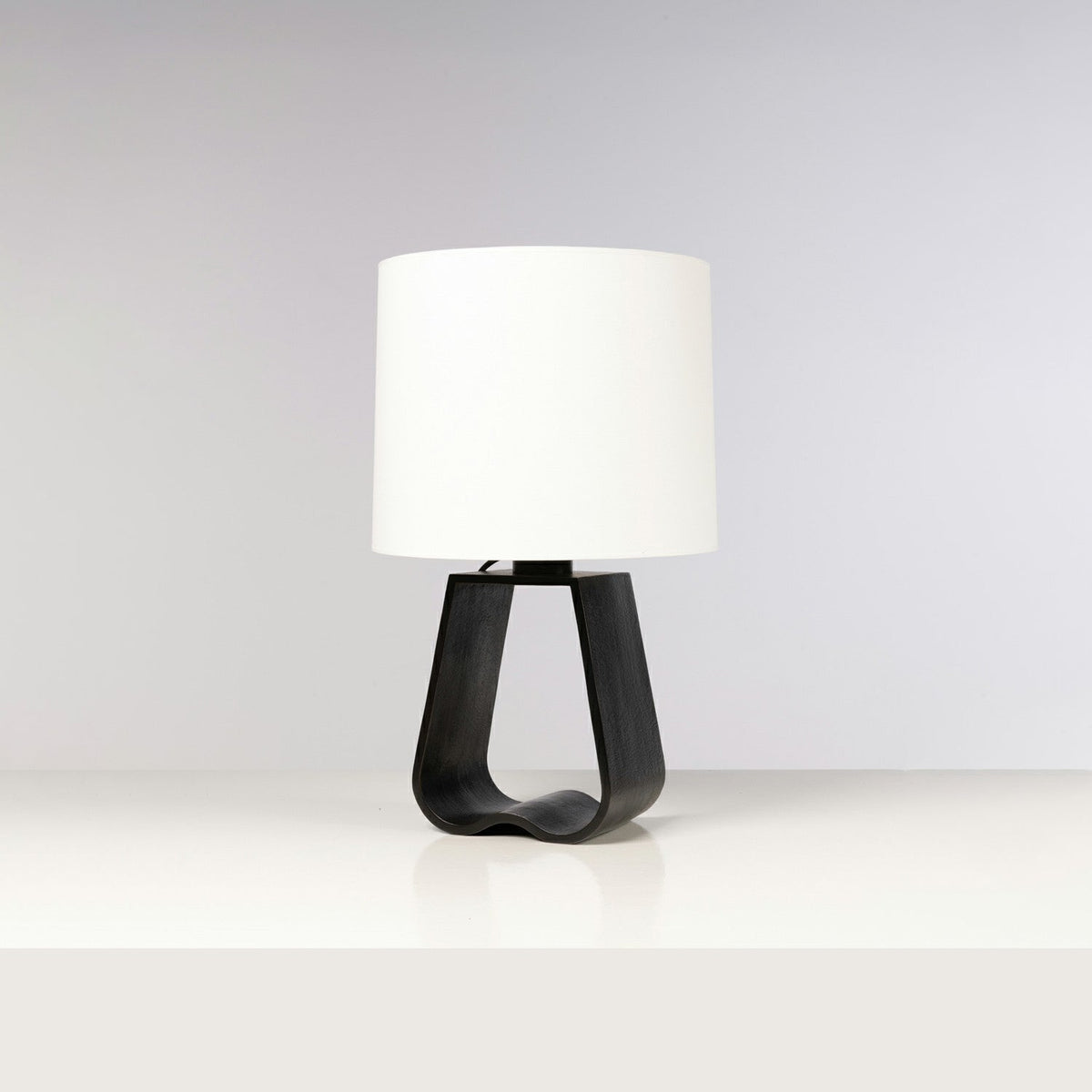 Soren Modern Table Lamp, Bedside Lamp for Bedroom, White Drum Shade, Black Metal Base