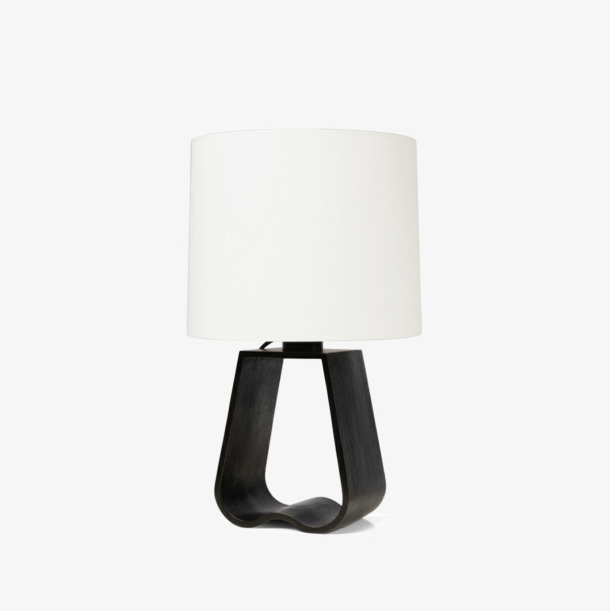 Soren Modern Table Lamp, Bedside Lamp for Bedroom, White Drum Shade, Black Metal Base